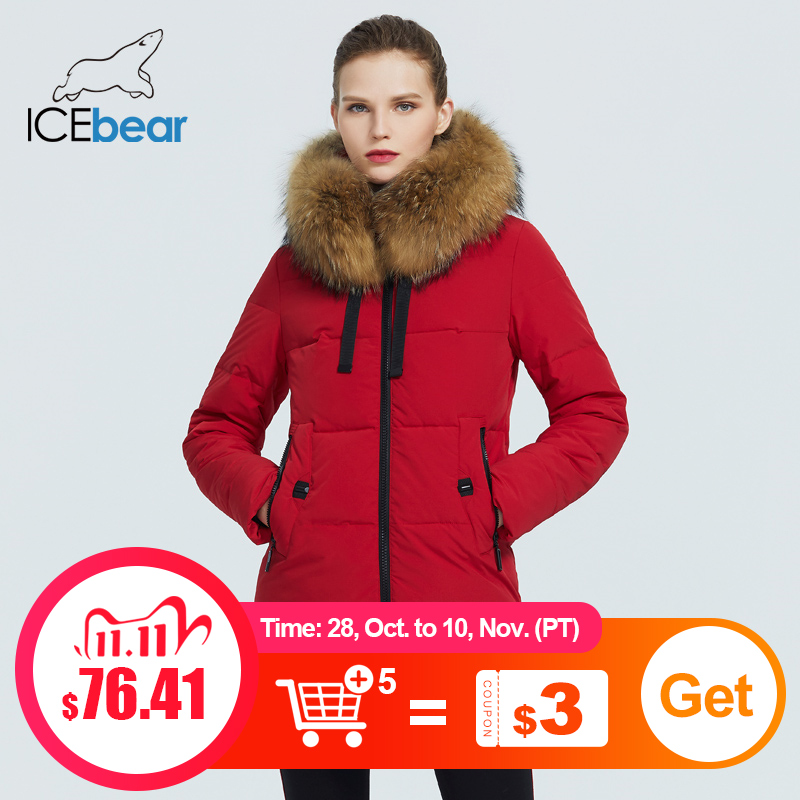 Icebear 2020 бренд женской одежды новые продукты зима теплая женская хлопчатобумажная куртка с меховым воротником женские парки GWD20172I|Парки| | АлиЭкспресс
