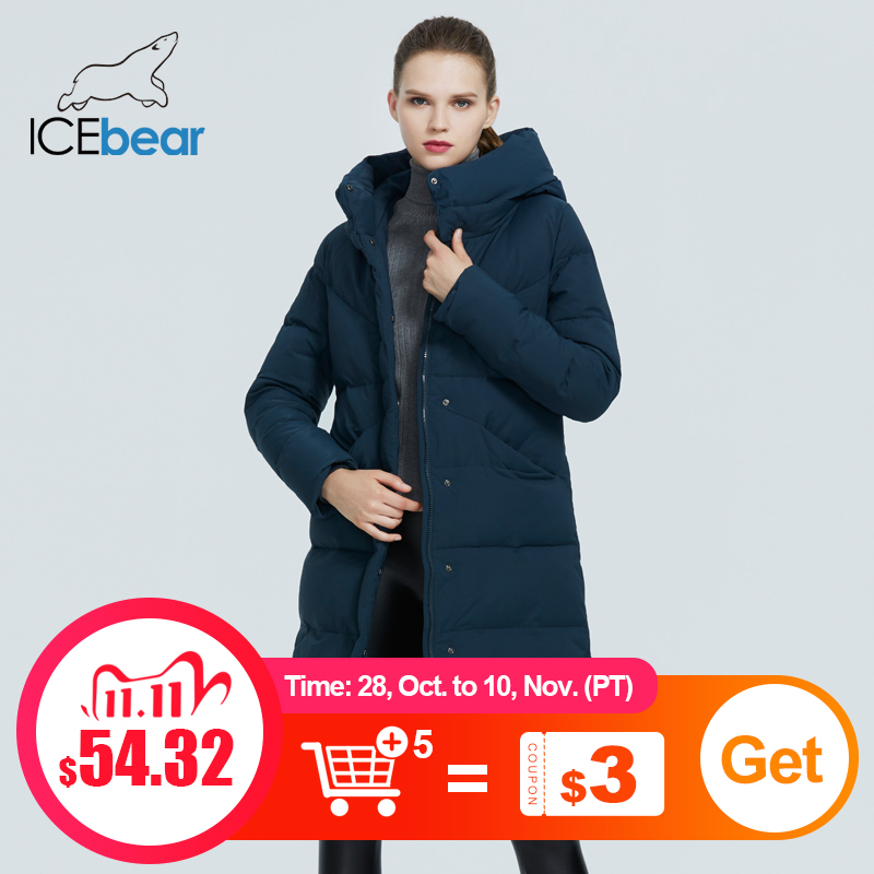 ICEbear 2020 новая повседневная куртка с капюшоном женская зимняя толстая хлопковая ветрозащитная и теплая женская одежда GWD20150D|Парки| | АлиЭкспресс