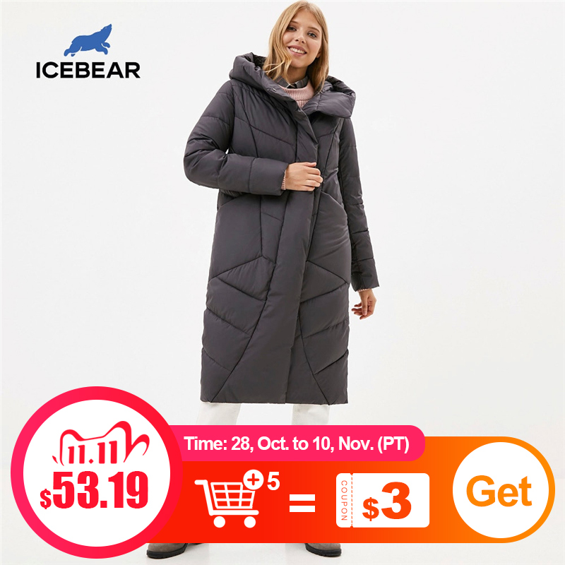 Женская куртка с капюшоном ICEbear, Повседневная зимняя утепленная хлопковая одежда, модная брендовая Женская одежда, модель 2020|Парки| | АлиЭкспресс